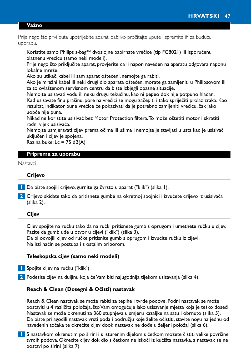 Hrvatski 47 | Philips FC9122 User Manual | Page 47 / 84