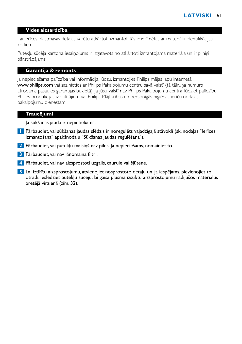 Philips FC9122 User Manual | Page 61 / 84