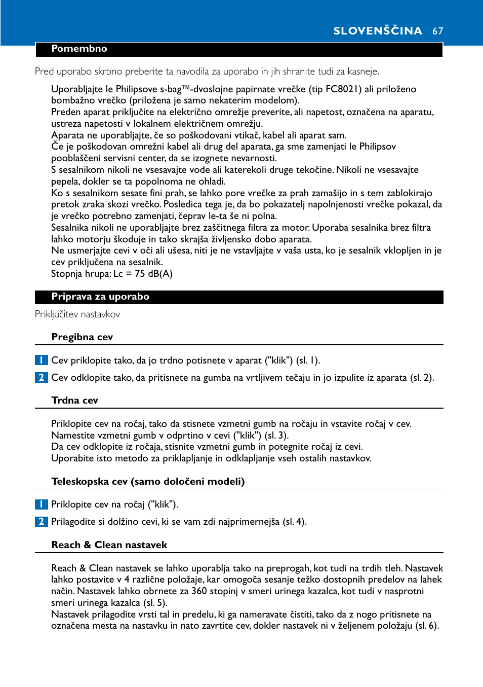 Slovenščina 67 | Philips FC9122 User Manual | Page 67 / 84