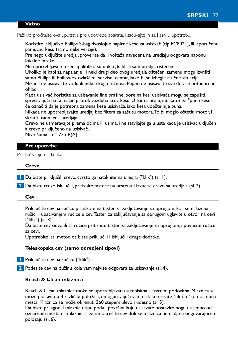 Srpski 77 | Philips FC9122 User Manual | Page 77 / 84