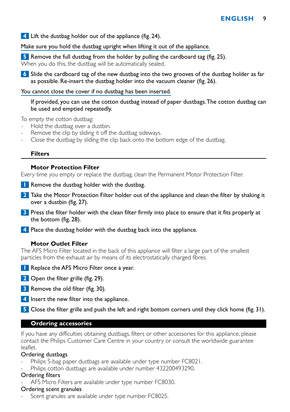 Philips FC9122 User Manual | Page 9 / 84