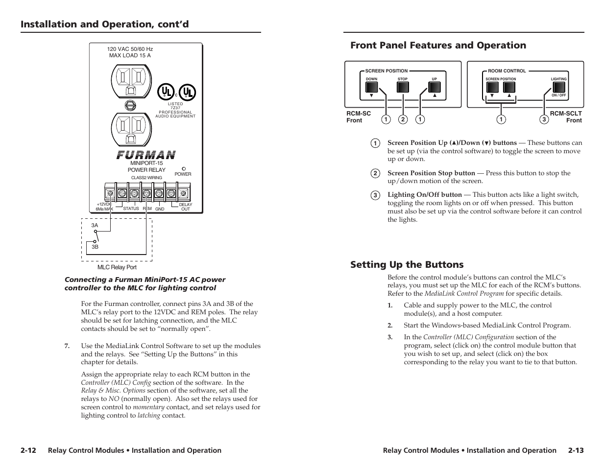 Front panel features & operation, Setting up the buttons, Front panel features and operation | Extron Electronics RCM-SC User Manual | Page 11 / 15
