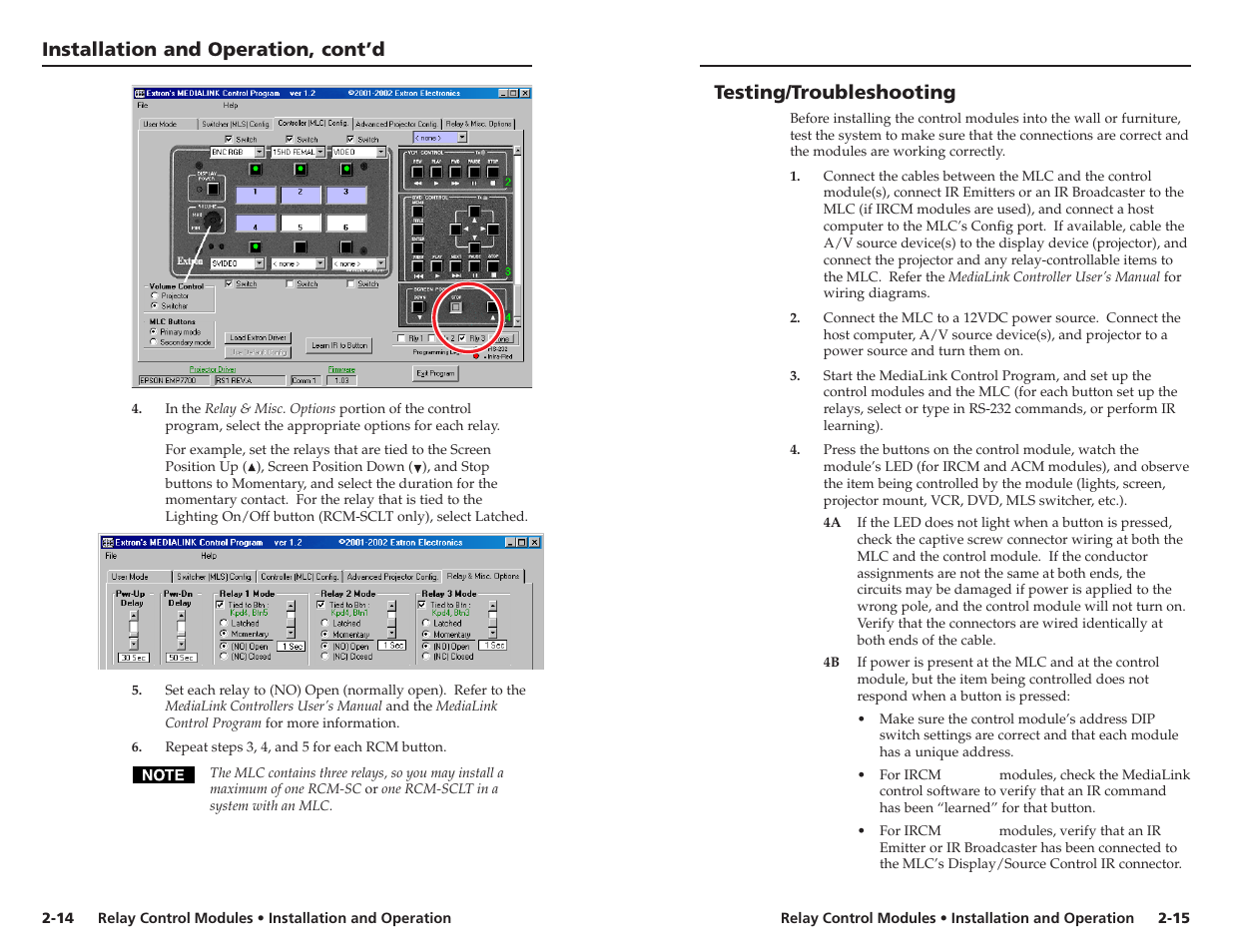 Testing/troubleshooting | Extron Electronics RCM-SC User Manual | Page 12 / 15