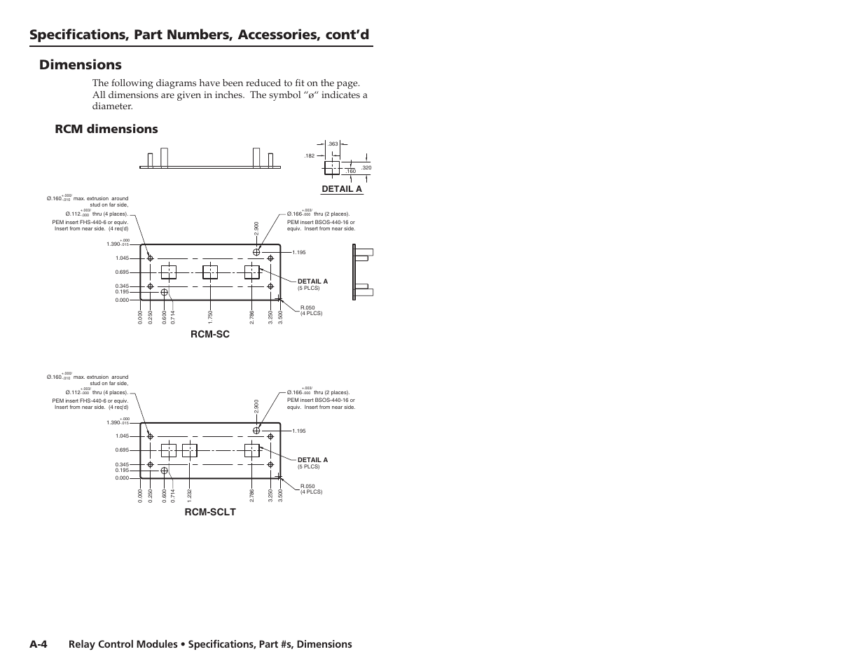 Dimensions, Rcm dimensions, Rcm-sc rcm-sclt | Extron Electronics RCM-SC User Manual | Page 15 / 15