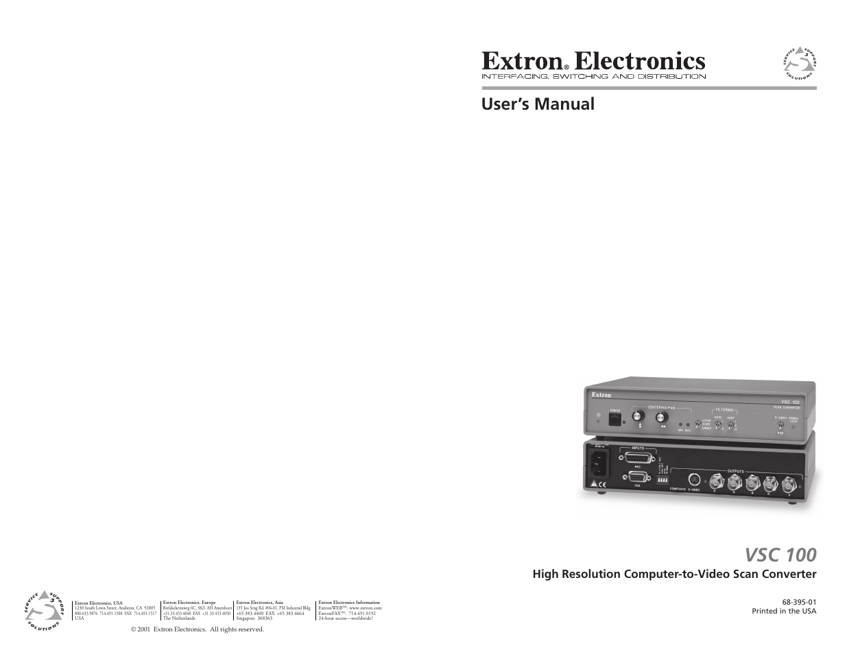 Extron Electronics VSC 100 User Manual | 11 pages
