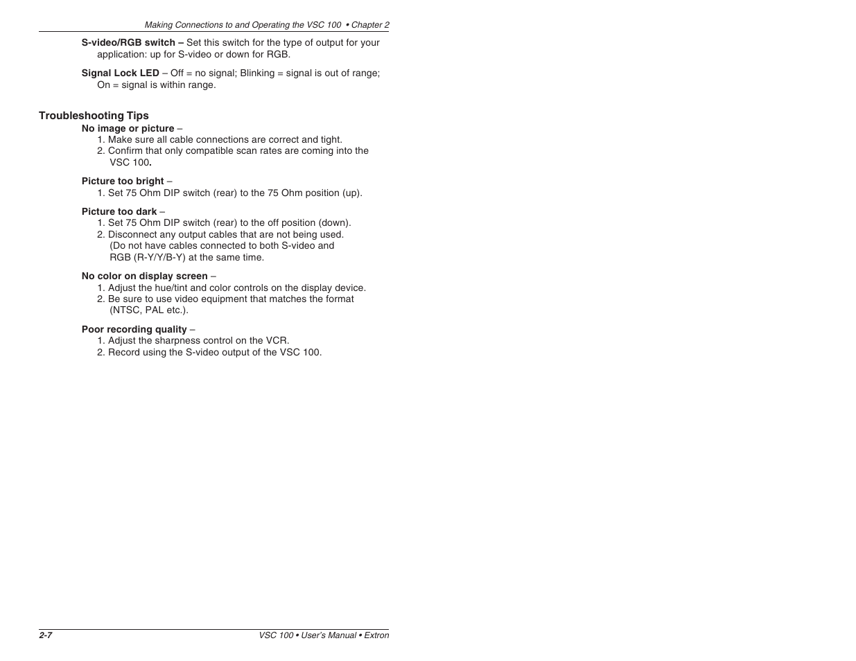 Extron Electronics VSC 100 User Manual | Page 11 / 11