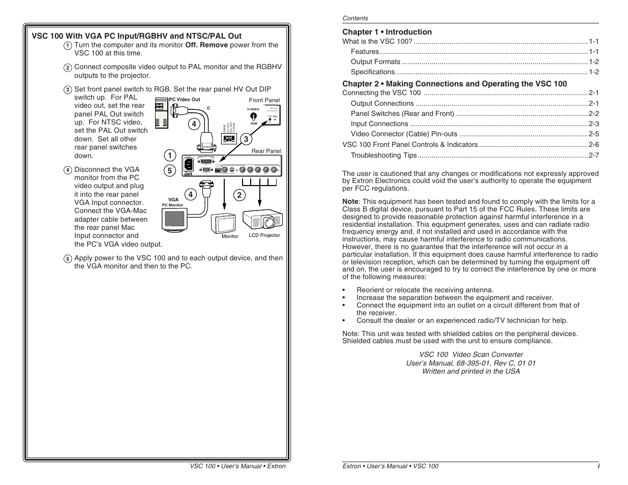 Hv out p al out 75 ohm sp are, S-video rgb scan converter signal lock | Extron Electronics VSC 100 User Manual | Page 4 / 11