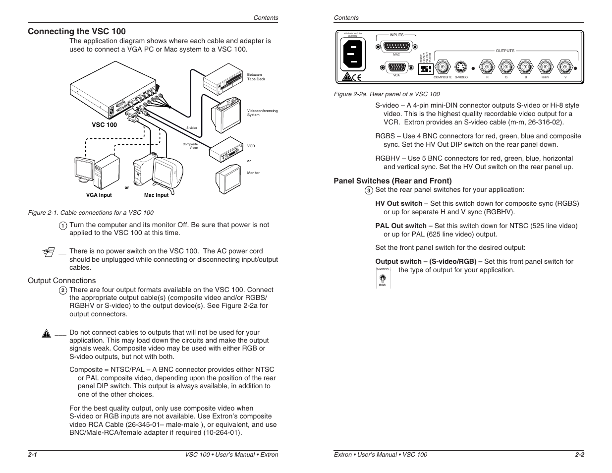 Connecting the vsc 100 | Extron Electronics VSC 100 User Manual | Page 8 / 11