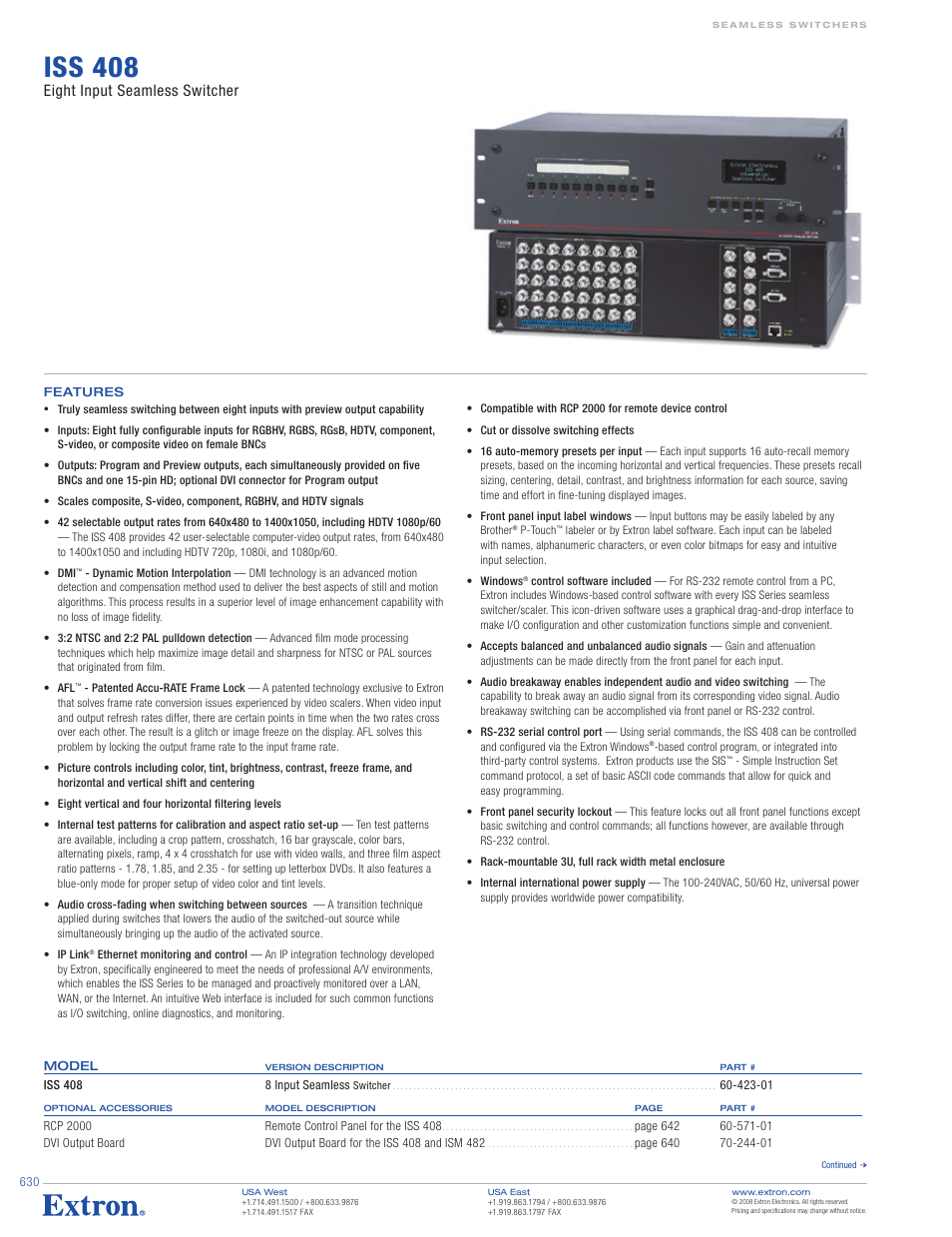 Extron electronic ISS 408 User Manual | 3 pages