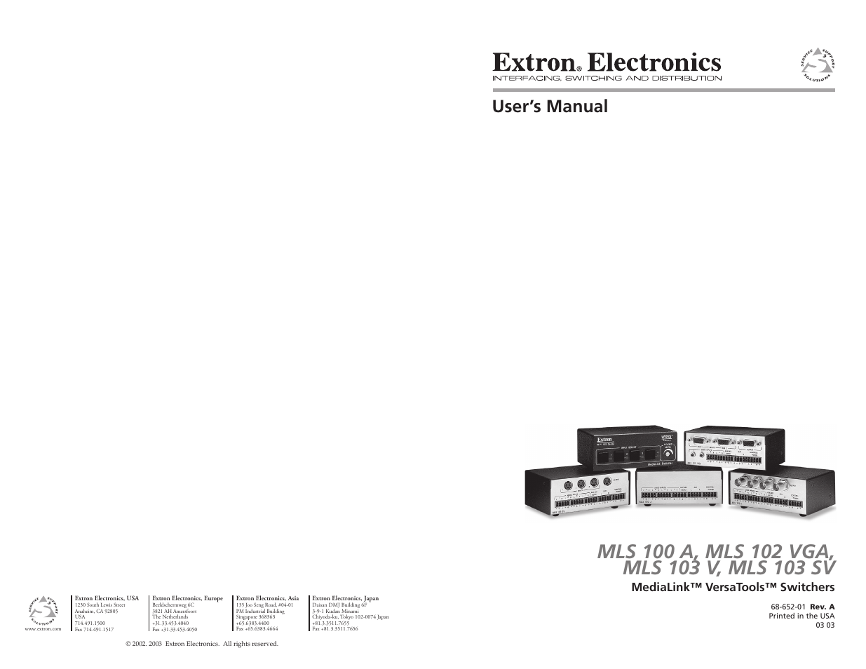 Extron electronic MLS 103 V User Manual | 25 pages