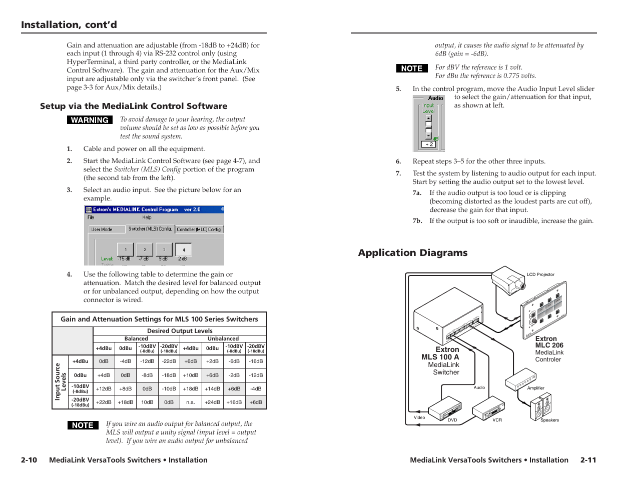 Application diagrams, Installation, cont’d | Extron electronic MLS 103 V User Manual | Page 11 / 25