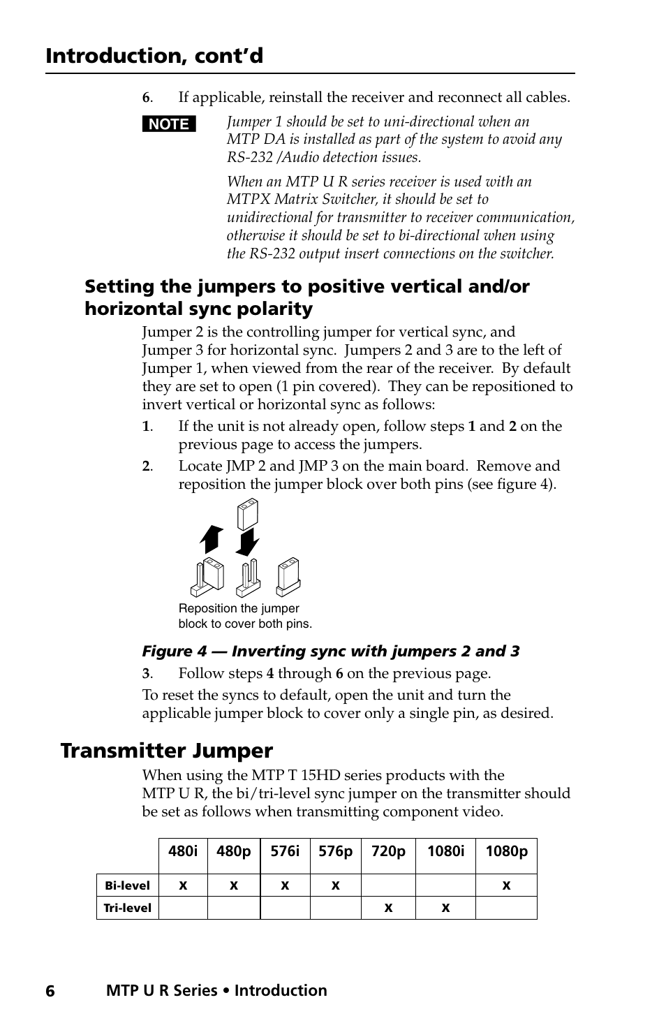 Transmitter jumper, Introduction, cont’d | Extron electronic MTP U R RS SEQ User Manual | Page 10 / 32