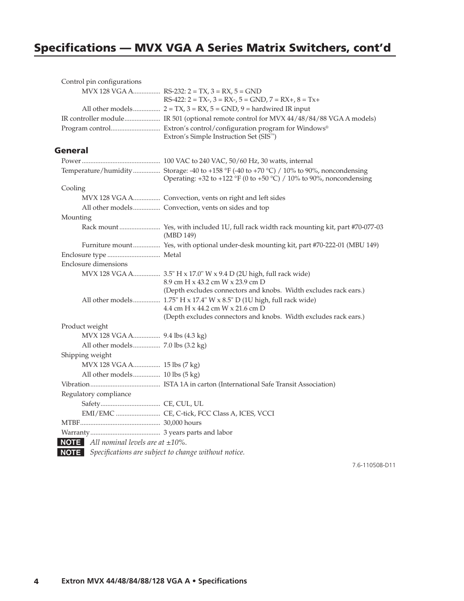 Extron electronic MVX VGA A User Manual | Page 4 / 4
