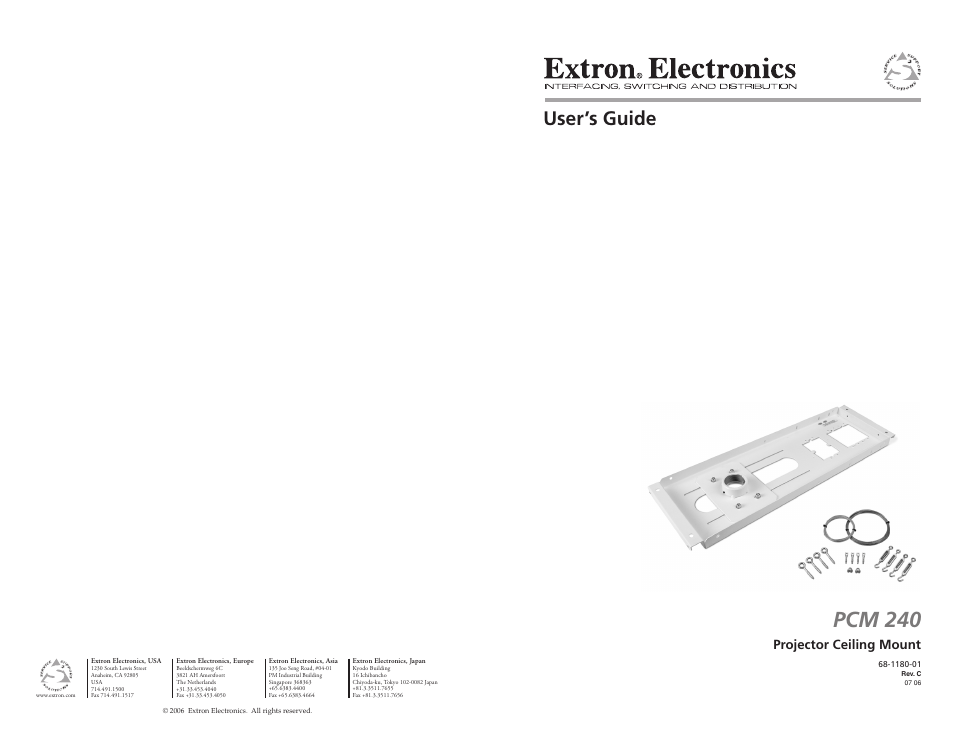 Extron electronic PROJECTOR CEILING MOUNT PCM 240 User Manual | 10 pages
