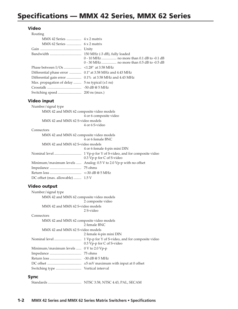 Extron electronic MMX 42 Series User Manual | 3 pages