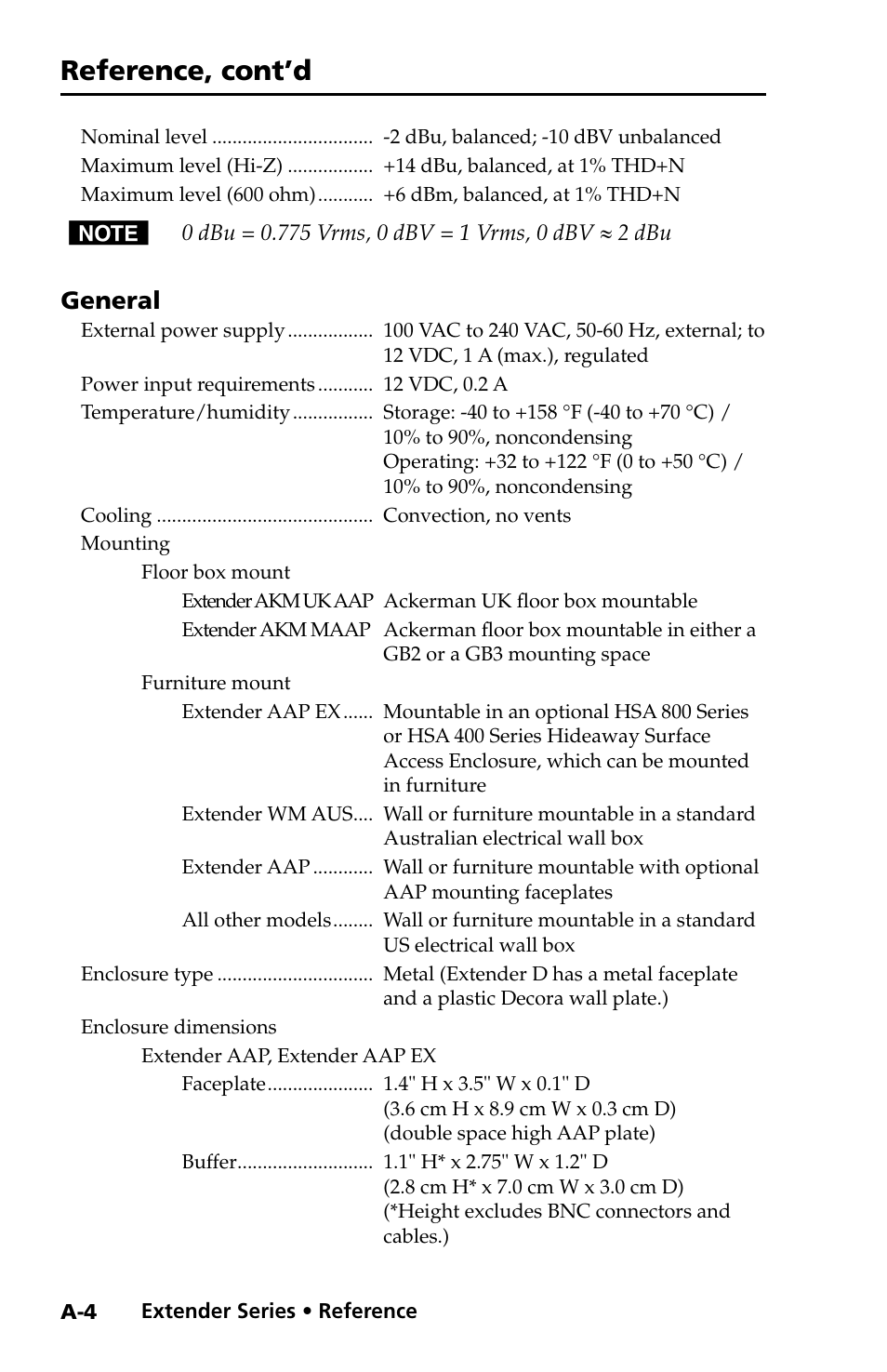 Reference, cont’d, Preliminar y, General | Extron Electronics Extender Series User Manual | Page 34 / 52