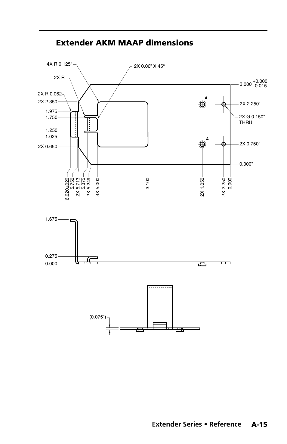 Extender akm maap dimensions, Preliminar y, Extender series • reference | A-15 | Extron Electronics Extender Series User Manual | Page 45 / 52