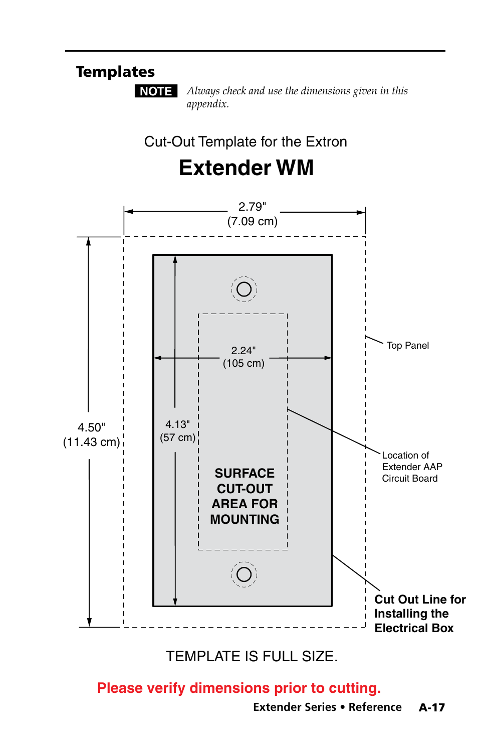 Templates, Extender wm template, A-17 | Extender wm | Extron Electronics Extender Series User Manual | Page 47 / 52