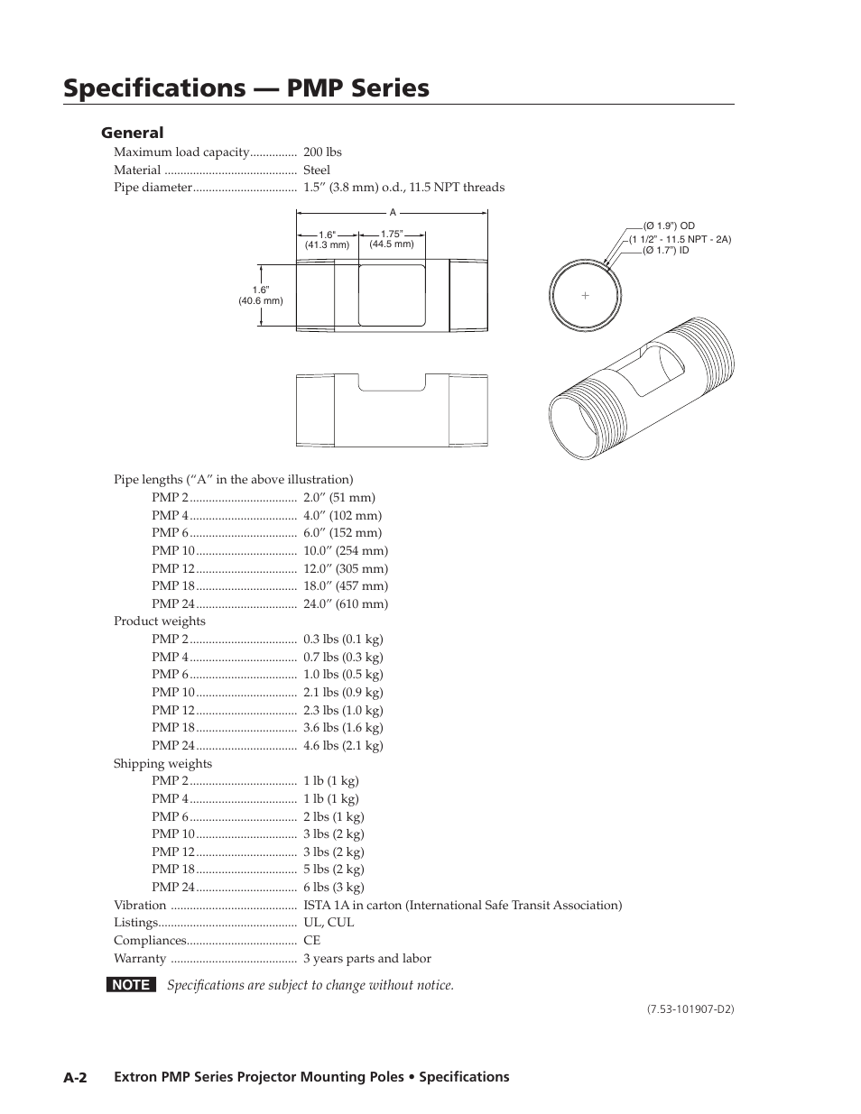 Extron electronic PMP Series User Manual | 1 page
