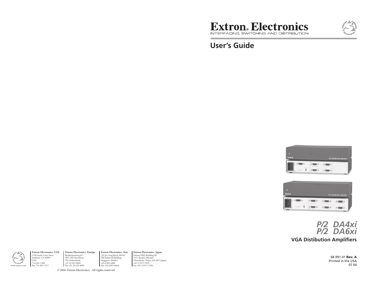 Extron electronic P/2 DA6xi User Manual | 9 pages