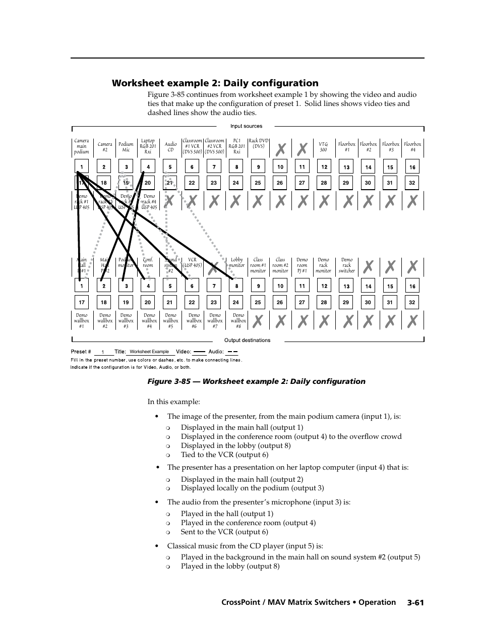 Worksheet example 2: daily configuration | Extron electronic Ultra Series User Manual | Page 105 / 214