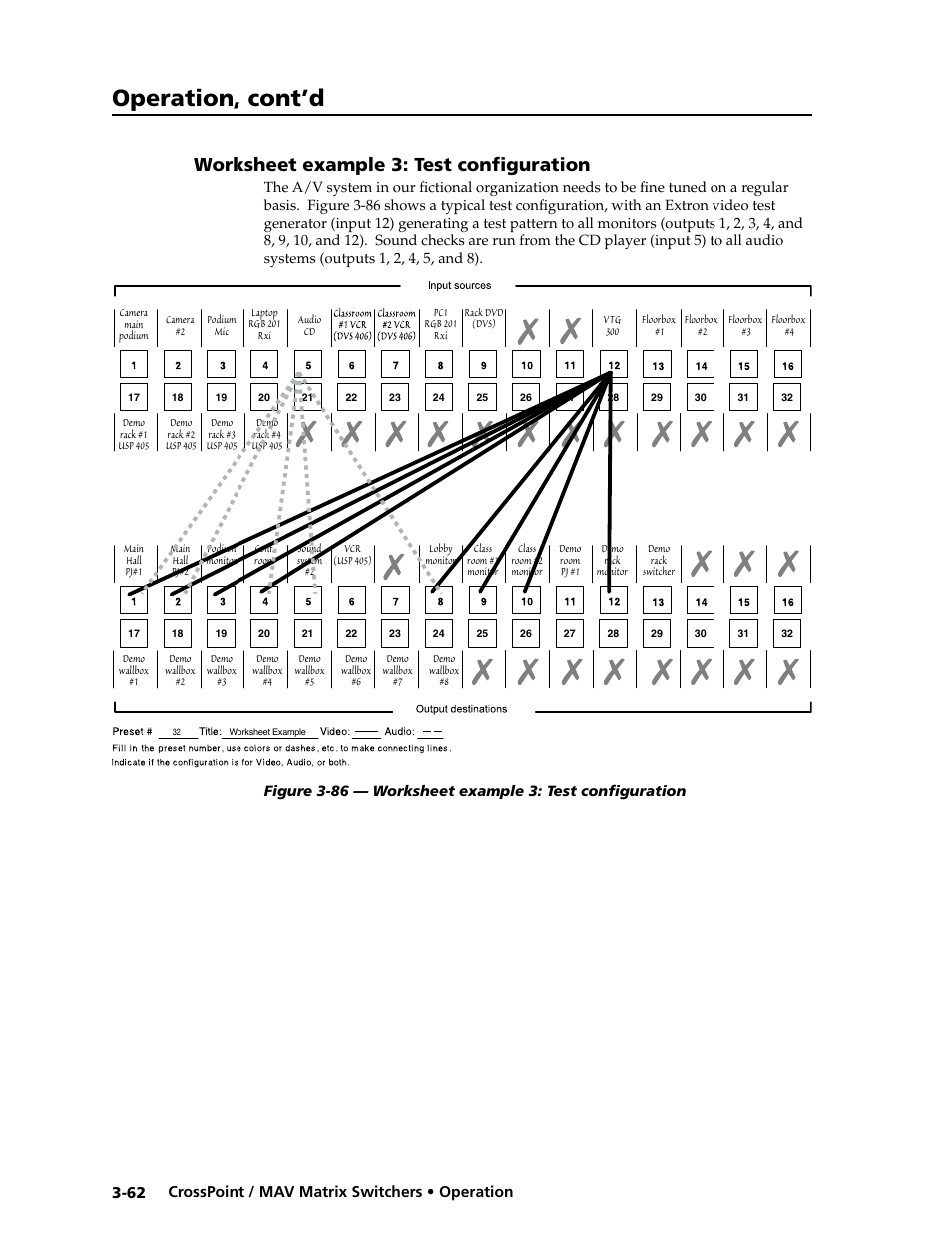 Worksheet example 3: test configuration, Operation, cont’d | Extron electronic Ultra Series User Manual | Page 106 / 214