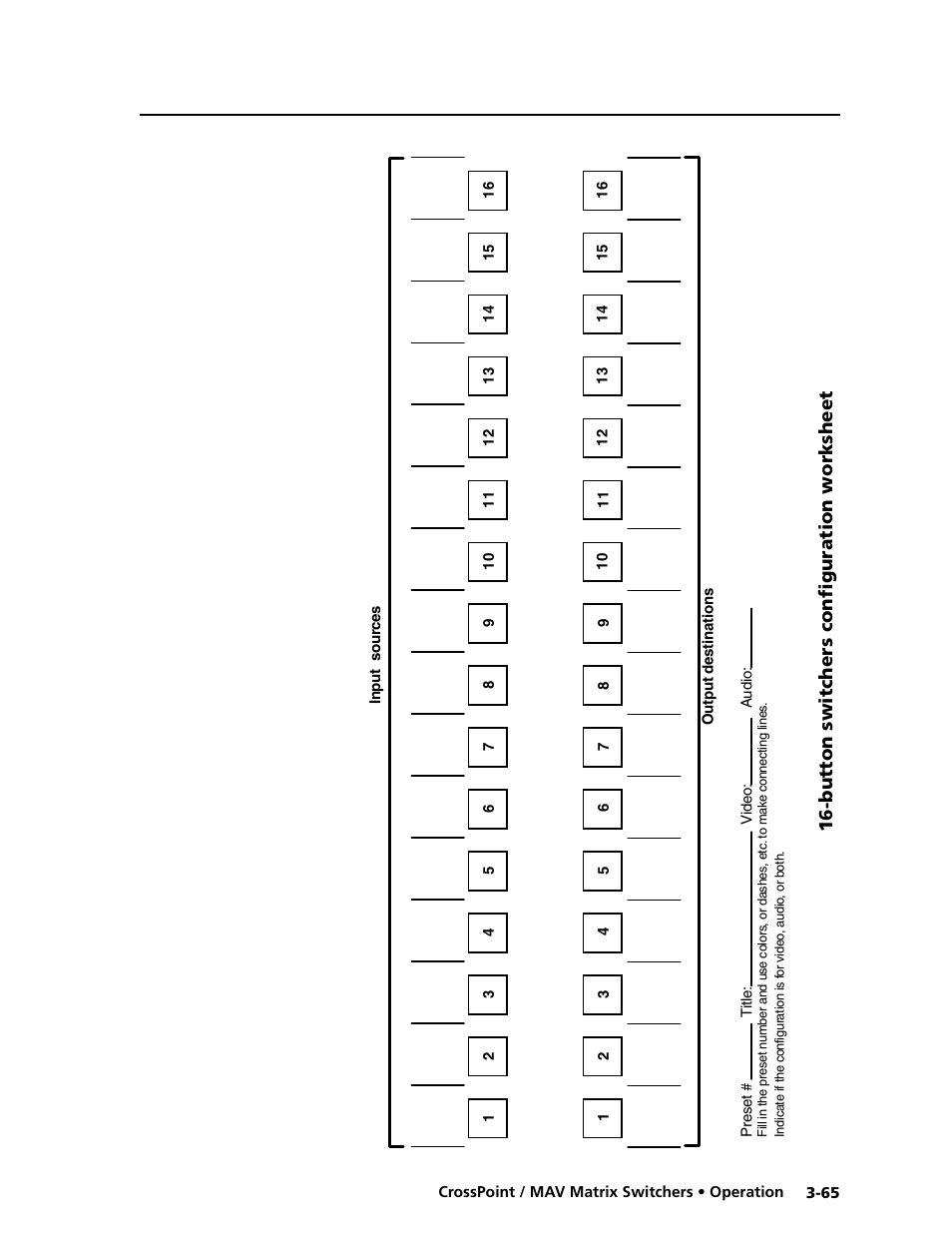 Button switchers configuration worksheet | Extron electronic Ultra Series User Manual | Page 109 / 214