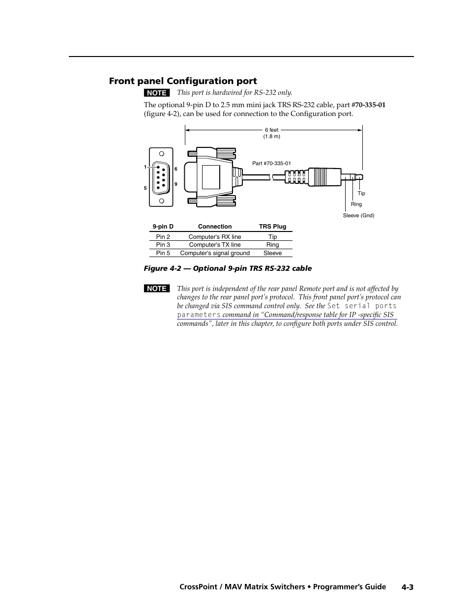 Front panel configuration port, Front panel configuration port -3 | Extron electronic Ultra Series User Manual | Page 113 / 214