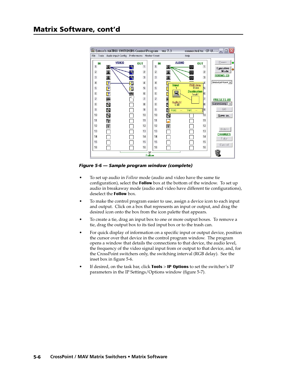 Matrix software, cont’d | Extron electronic Ultra Series User Manual | Page 142 / 214