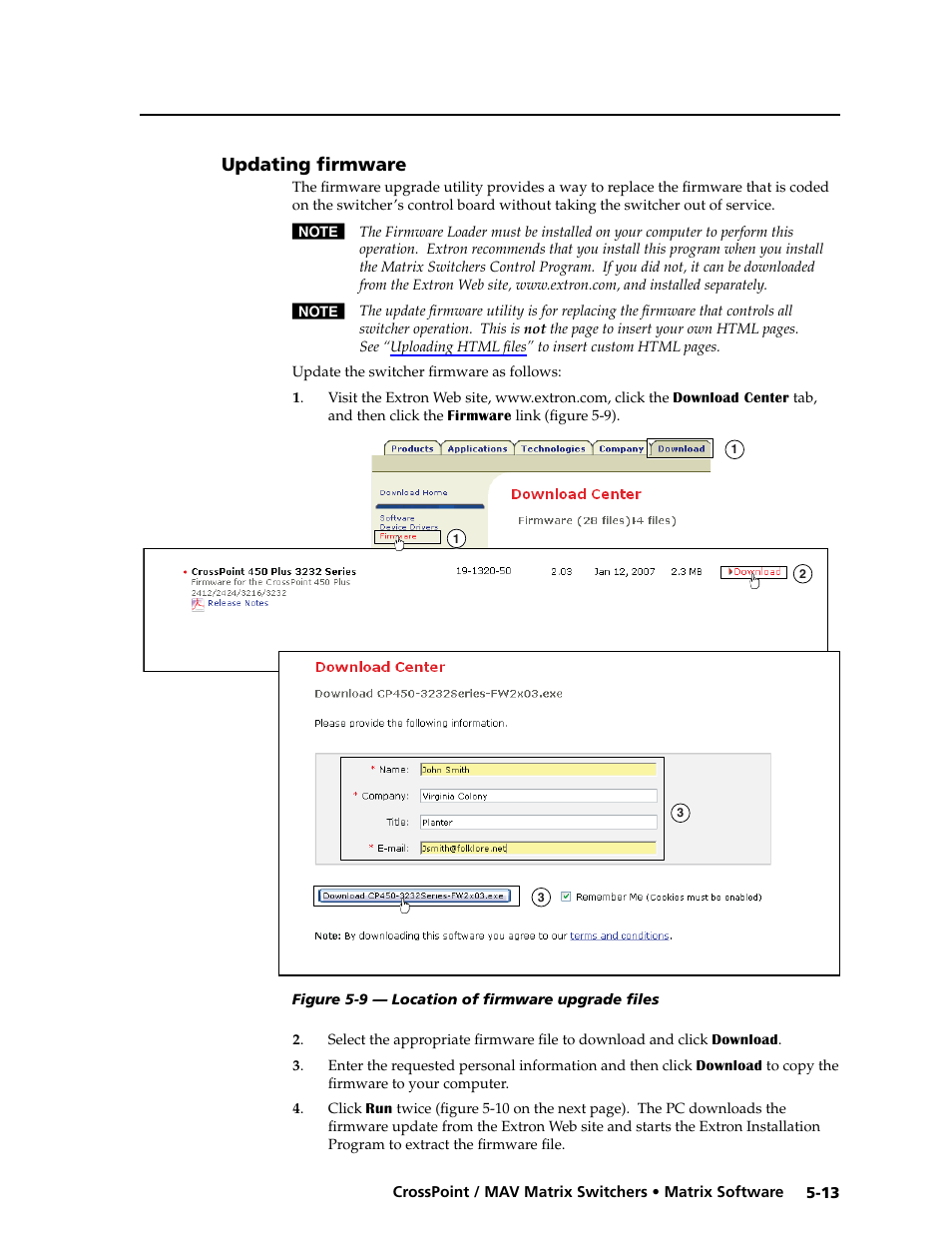 Updating firmware, Matrix switchers control program | Extron electronic Ultra Series User Manual | Page 149 / 214