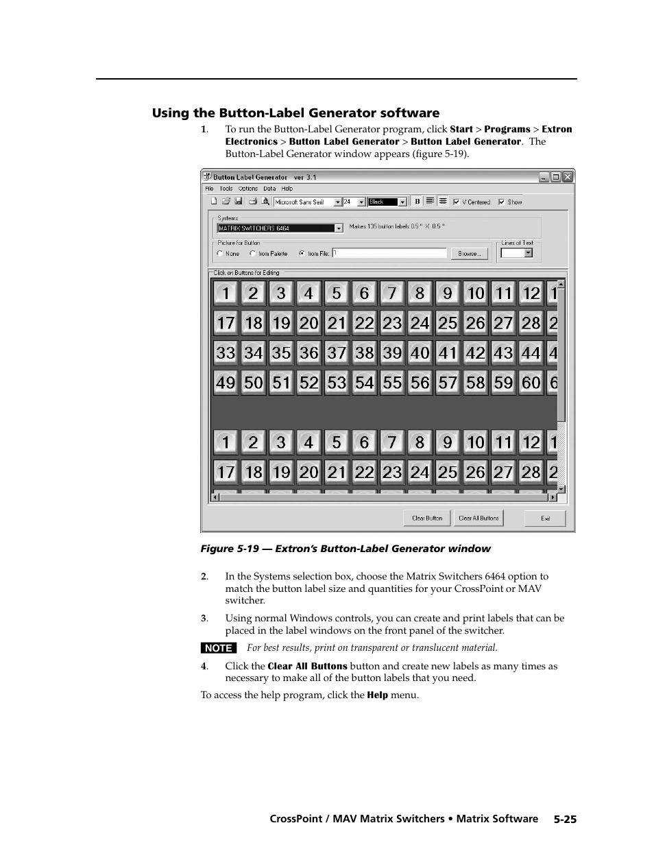 Using the button-label generator software | Extron electronic Ultra Series User Manual | Page 161 / 214