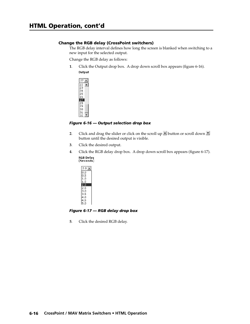 Change the rgb delay (crosspoint switchers), Status tab, Html operation, cont’d | Extron electronic Ultra Series User Manual | Page 178 / 214