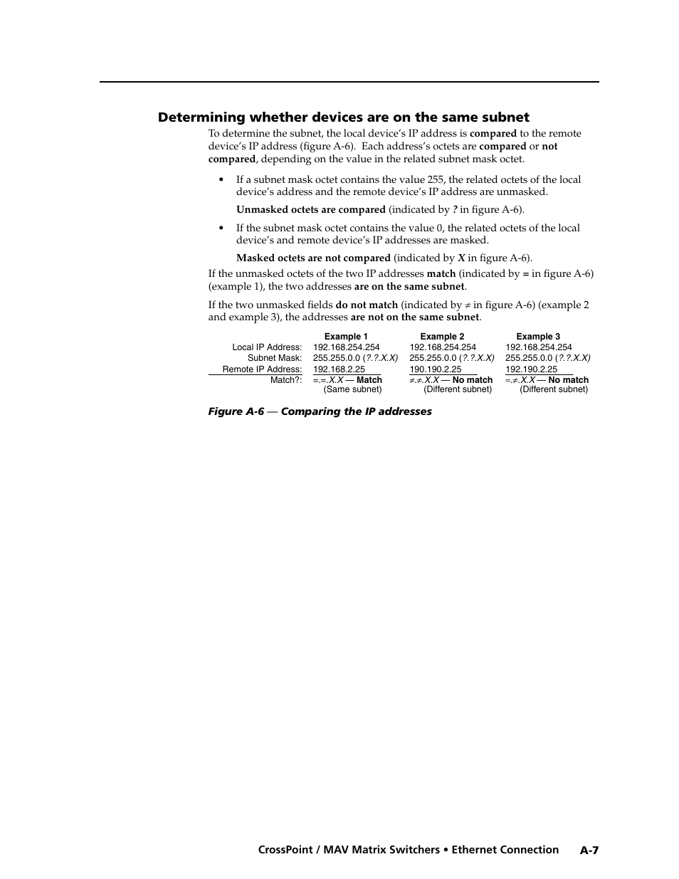 Determining whether devices are on the same subnet | Extron electronic Ultra Series User Manual | Page 189 / 214