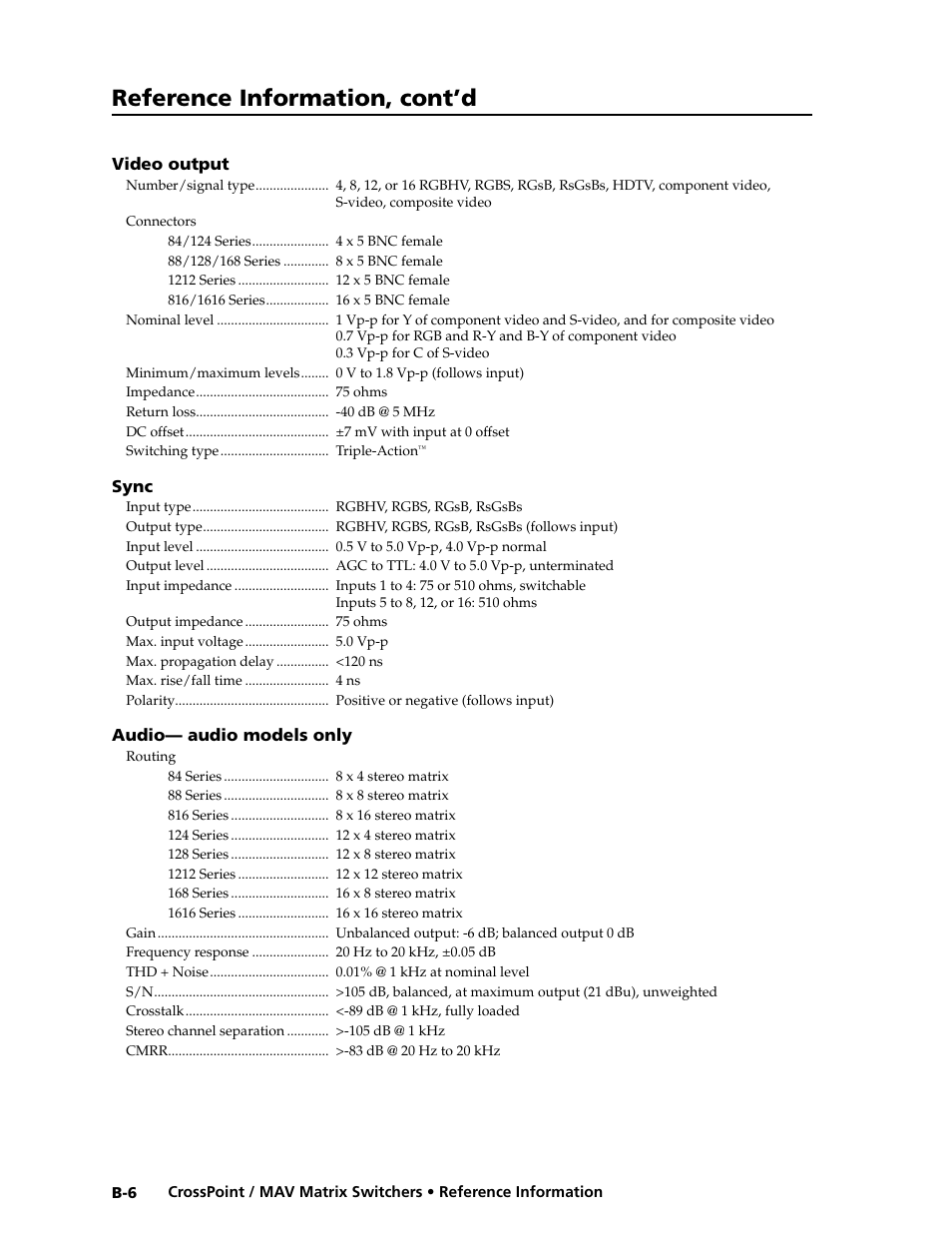 Reference information, cont’d | Extron electronic Ultra Series User Manual | Page 196 / 214