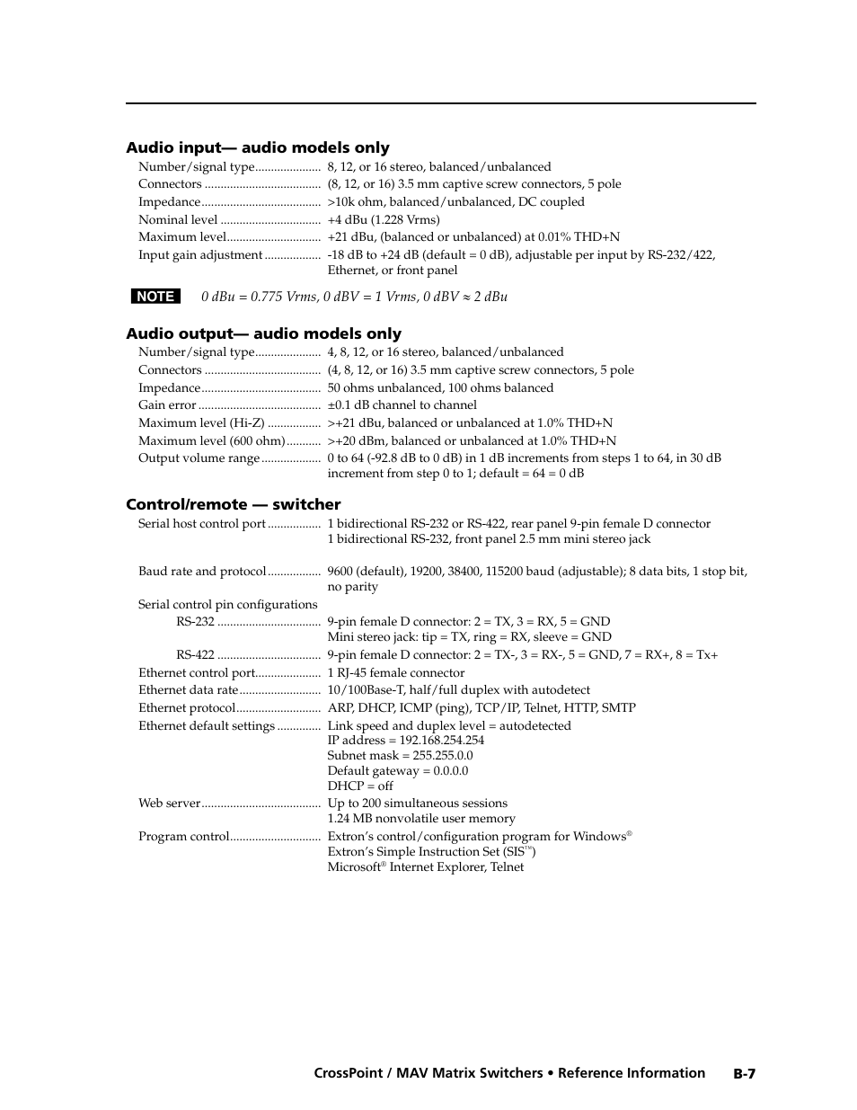 Extron electronic Ultra Series User Manual | Page 197 / 214