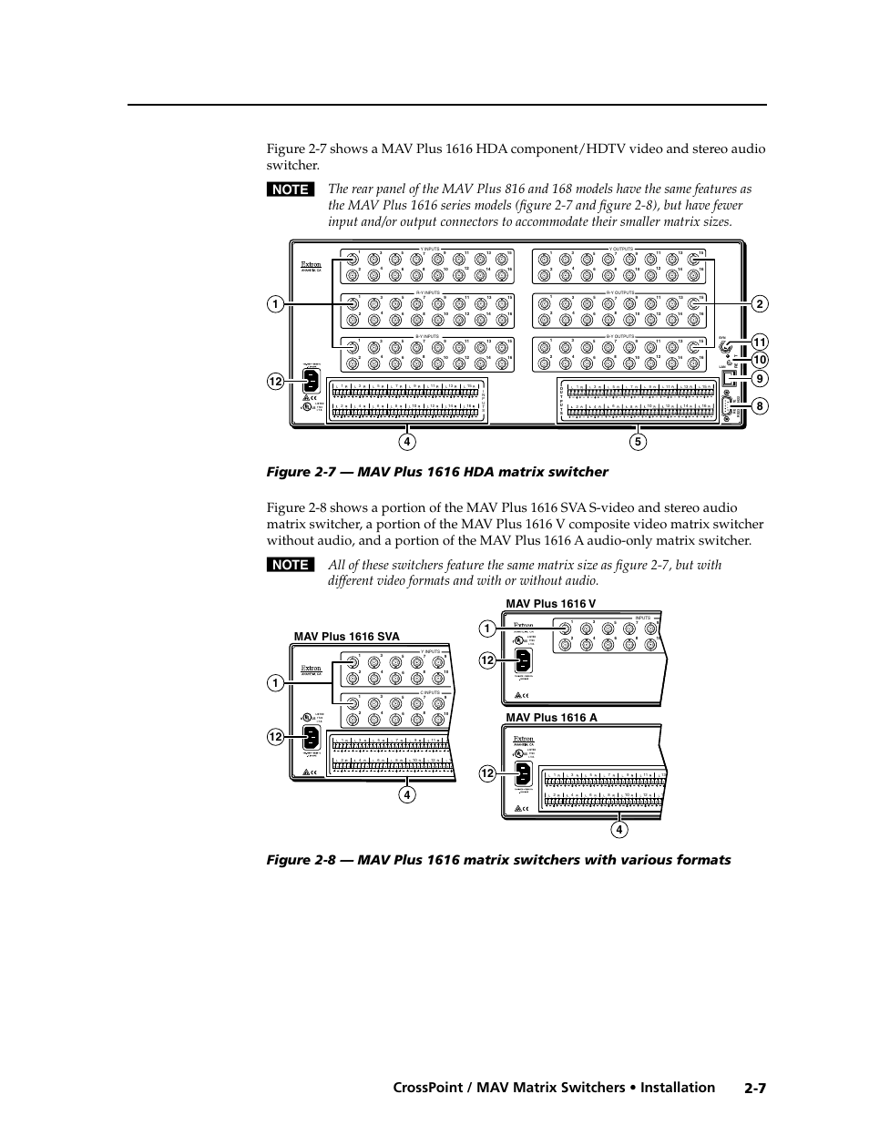 7 crosspoint / mav matrix switchers • installation | Extron electronic Ultra Series User Manual | Page 29 / 214