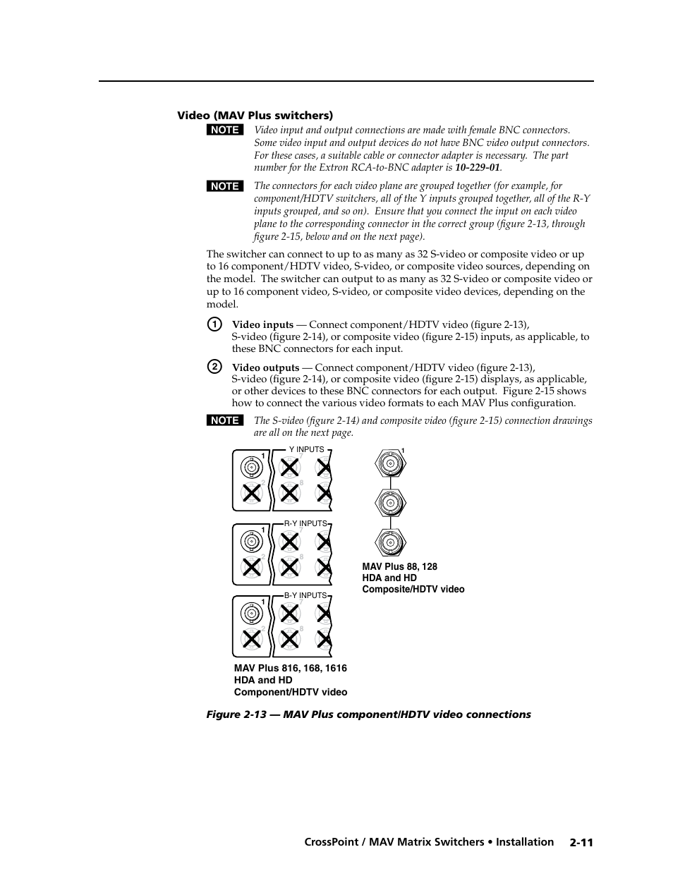 Video (mav plus switchers), Rs-232/rs-422 -16 | Extron electronic Ultra Series User Manual | Page 33 / 214