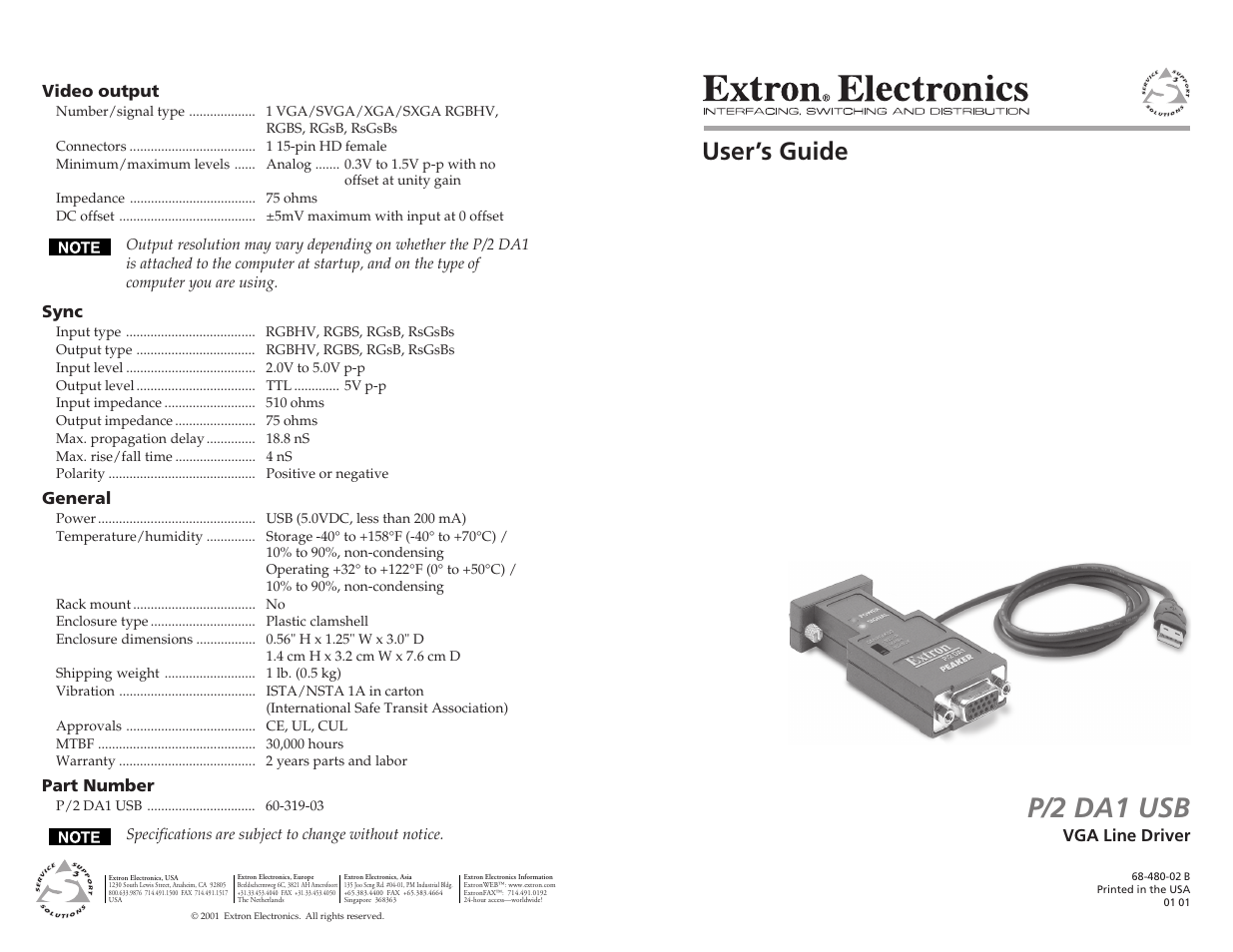 Extron electronic SCP 150 User Manual | 2 pages