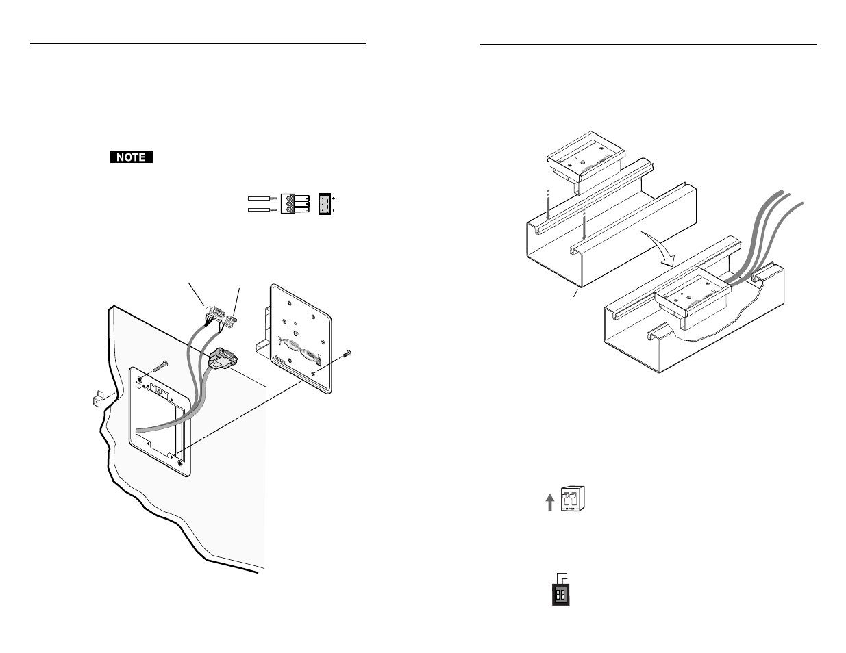 Controls and installation, cont’d, With adsp tm, P/2 da2 ec euro channel installation | Setting the dip switches, P/2 da2 wm wallmount installation | Extron Electronics P-2 DA2 WM_EC and AAP User Manual | Page 10 / 17