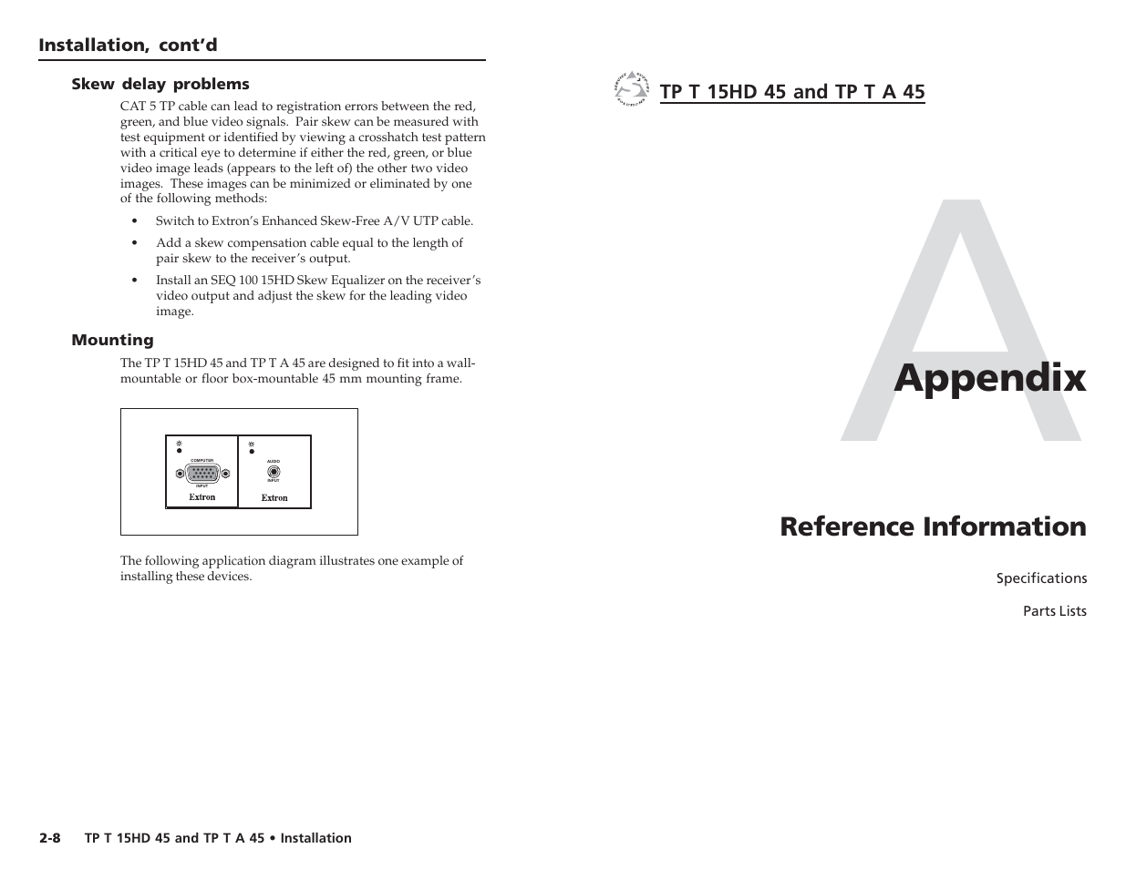 Appendix | Extron electronic TP T 15HD 45 User Manual | Page 10 / 13