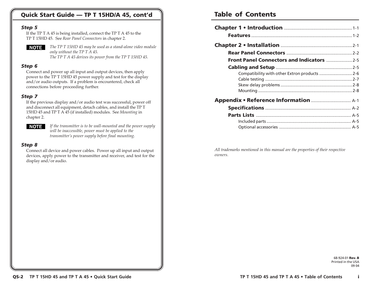Extron electronic TP T 15HD 45 User Manual | Page 4 / 13