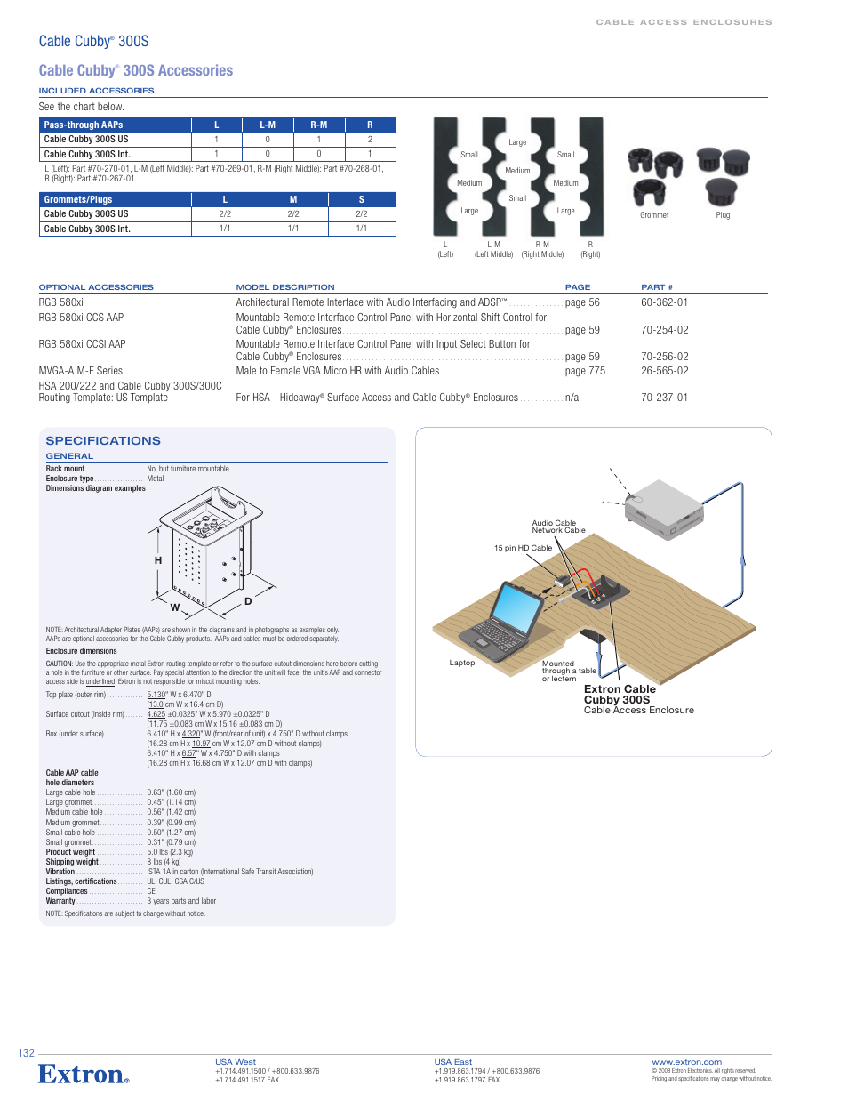 Cable cubby, 300s, 300s accessories | Extron electronic Cable Cubby 200 User Manual | Page 2 / 2