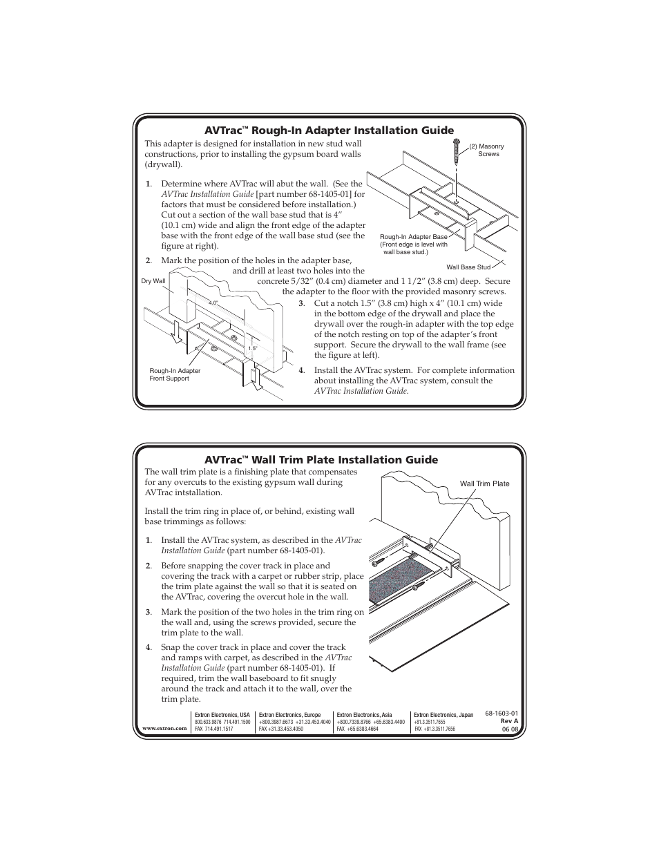 Extron electronic AVTrac 68-1405-01 User Manual | 1 page