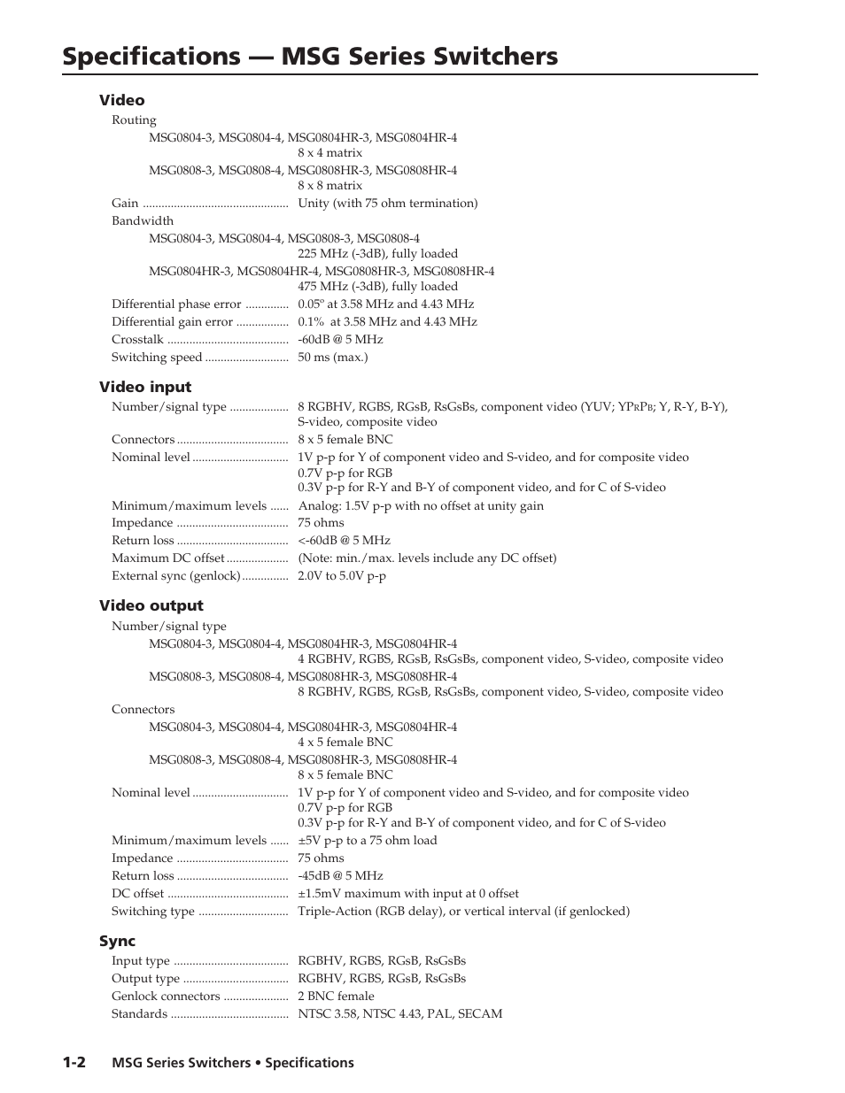 Extron electronic MSG Series User Manual | 3 pages