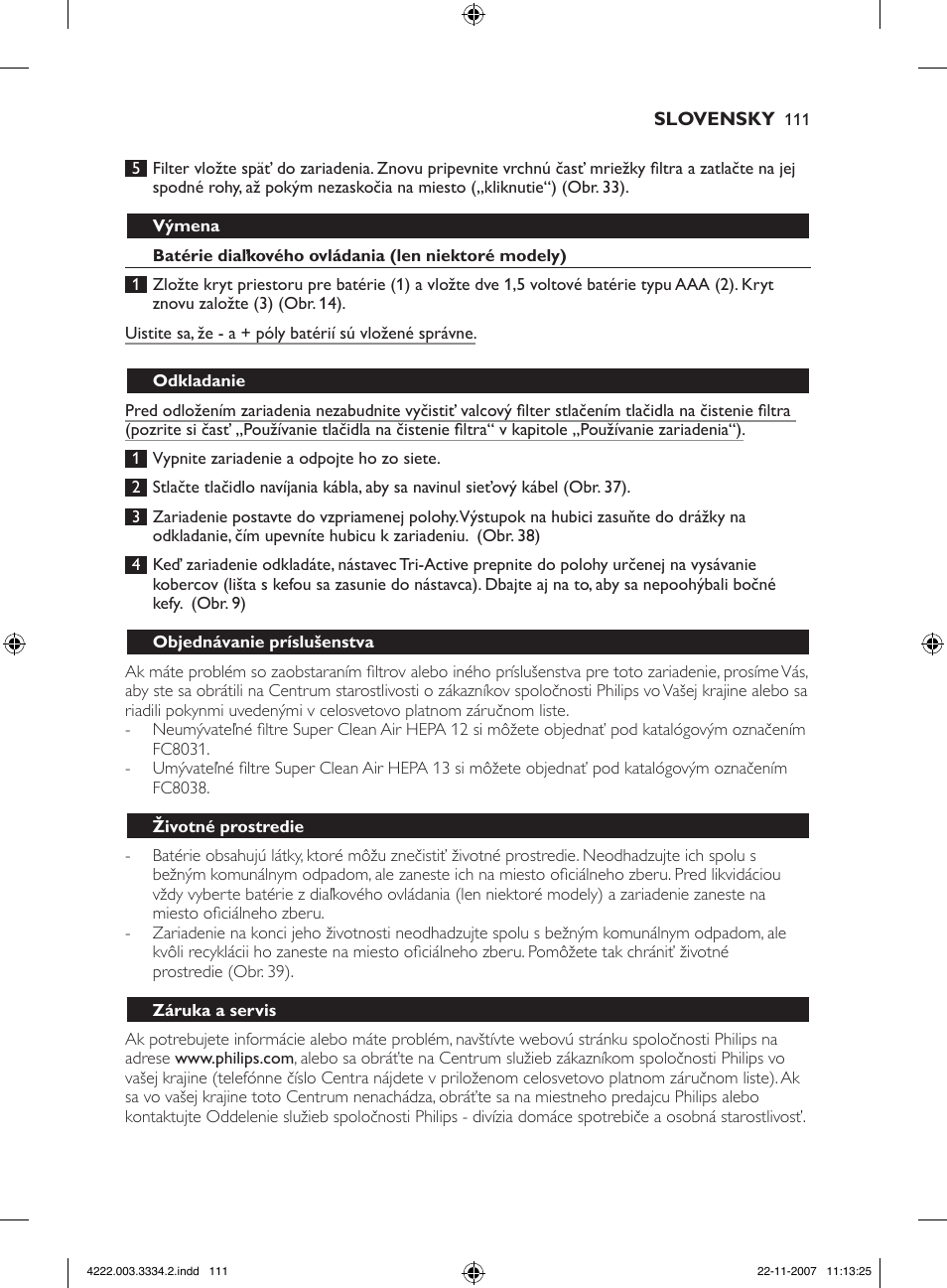 Philips FC9239 User Manual | Page 111 / 156