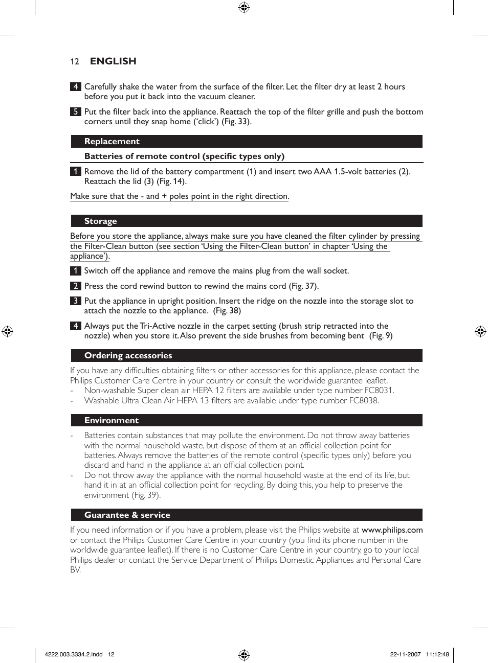 Philips FC9239 User Manual | Page 12 / 156