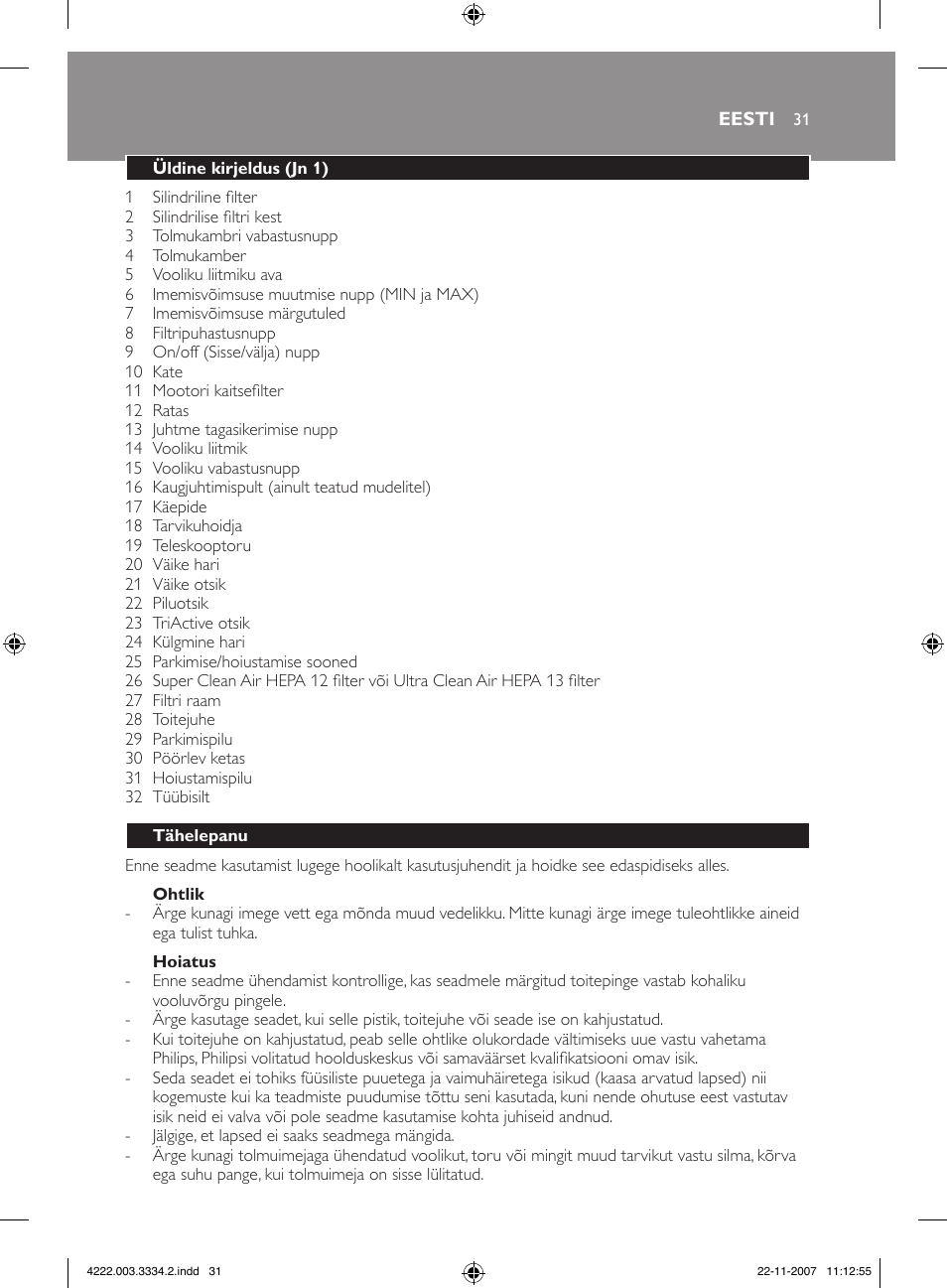 Philips FC9239 User Manual | Page 31 / 156