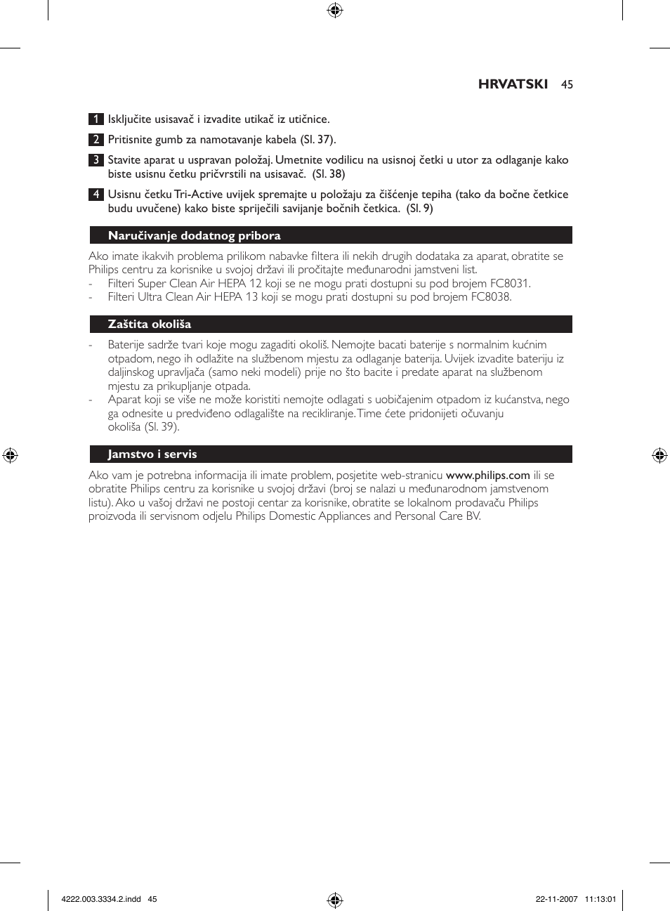 Philips FC9239 User Manual | Page 45 / 156