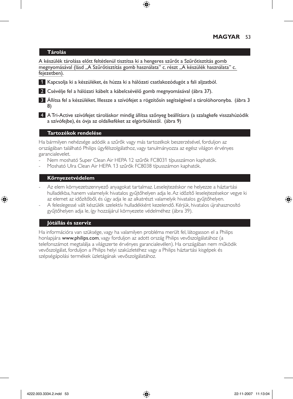 Philips FC9239 User Manual | Page 53 / 156