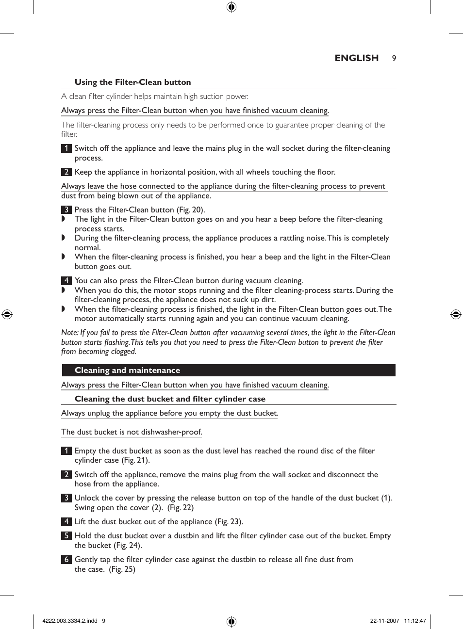 Philips FC9239 User Manual | Page 9 / 156